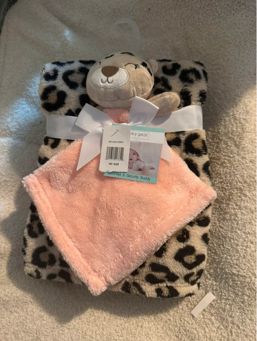 Baby Gear Leopard Blanket & Security Lovey Set 30x36 NWT